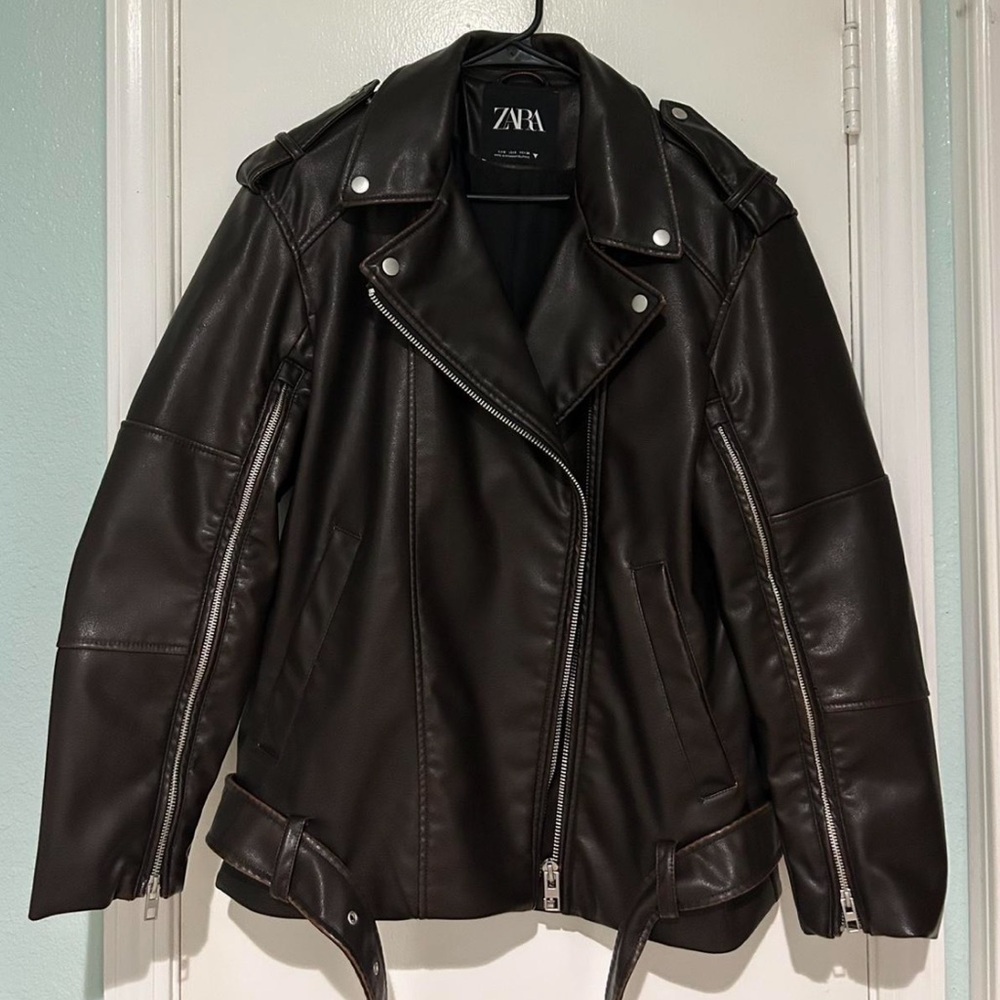 Zara oversize leather jacket